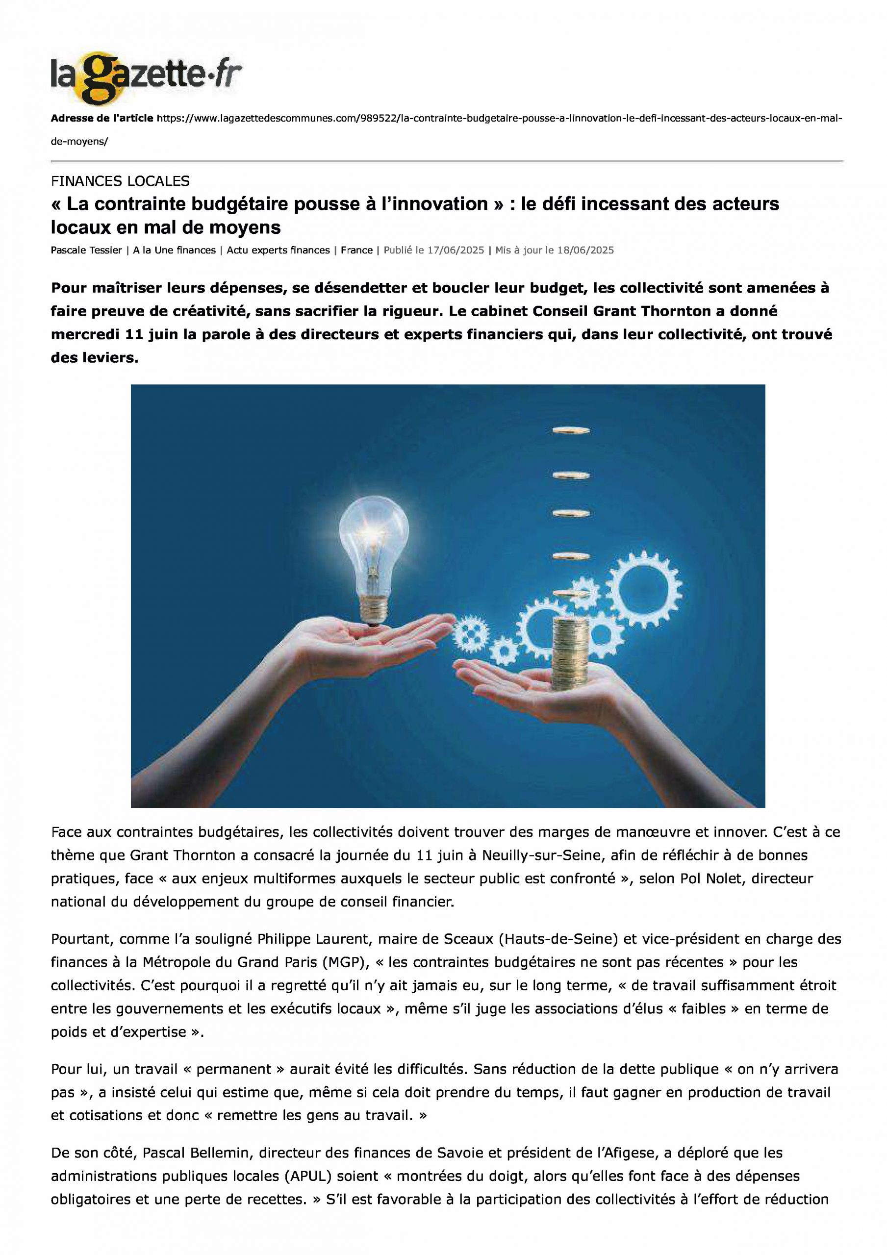 A GAZETTE CONTROLE DE GESTION LOCALCORPORATE